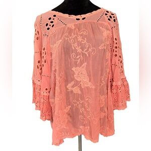 Johnny Was Roman Ruffle Blouse Size Large